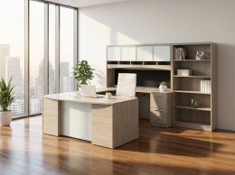 Bow Front U Shape Desk with Storage