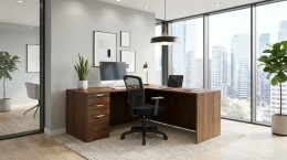 L Shaped Desk with Drawers
