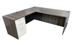 L Shaped Desk with White Drawers - Express Laminate Series