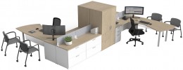 2 Person Workstation Desk with Storage