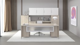 Office Desk and Credenza Set with Hutch