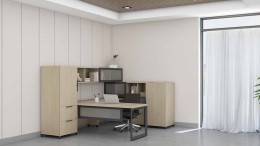 U Shape Peninsula Desk with Hutch