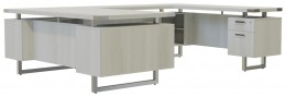 U Shape Desk with Hutch and Storage Cabinet