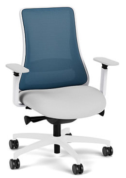 White Ergonomic Chair with Blue Mesh Back - Genie Series
