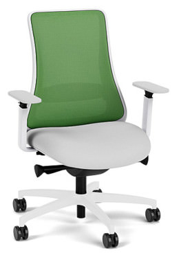 White Ergonomic Chair with Green Mesh Back - Genie Series
