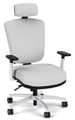 White Leather Office Chair with Headrest - Brisbane Series