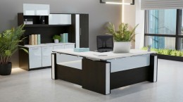 Height Adjustable L Shape Desk with Storage Set
