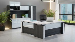 Height Adjustable L Shape Desk with Storage Set