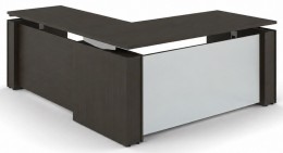 Standing L Desk with Glass Modesty Panel