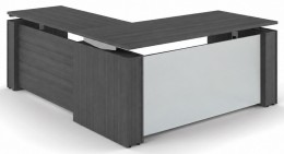 Standing L Desk with Glass Modesty Panel