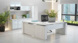L Shaped Standing Desk with Storage Set