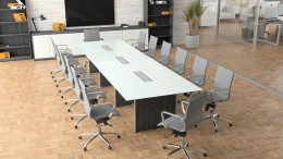 Large Glass Top Conference Table