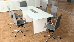 Small Glass Top Conference Table and Chairs Set