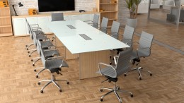 Glass Top Conference Table and Chairs Set