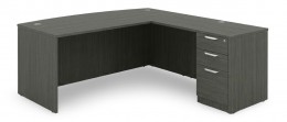 Bow Front L-Shaped Desk with Drawers
