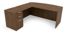 Bow Front L-Shaped Desk with Drawers