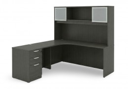 L Shape Desk with Hutch and Drawers