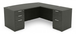 Bow Front L Shaped Desk with Drawers
