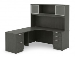 L Shape Desk with Hutch and Drawers