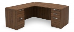 Bow Front L Shaped Desk with Drawers