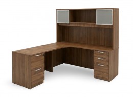 L Shape Desk with Hutch and Drawers