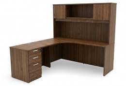 L Shaped Desk with Hutch and Drawers