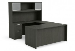 U Shape Desk with Hutch and Drawers