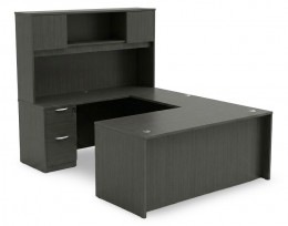 U Shape Desk with Hutch and Drawers