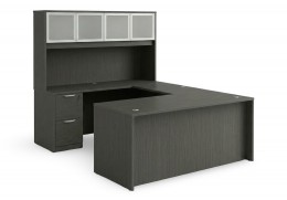 U Shaped Desk with Hutch and Drawers