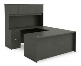 U Shaped Desk with Hutch and Drawers