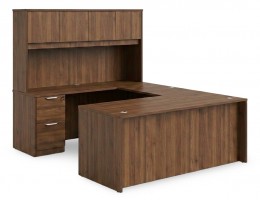 U Shaped Desk with Hutch and Drawers