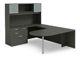 U Shaped Peninsula Desk with Hutch