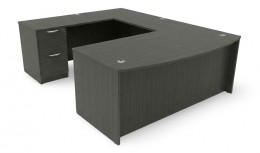 Bow Front U Shape Desk with Drawers