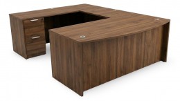 Bow Front U Shape Desk with Drawers