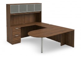 U Shaped Peninsula Desk with Hutch