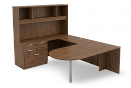 U Shaped Peninsula Office Desk with Hutch