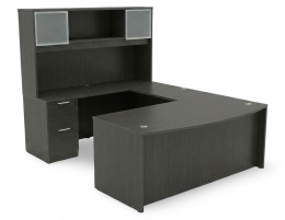 Bow Front U Shaped Desk with Hutch