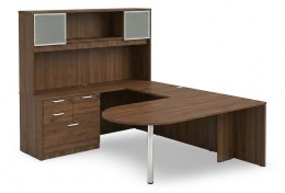 U Shaped Peninsula Desk with Hutch