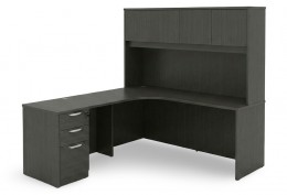 L Shaped Desk with Hutch and Drawers