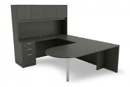 U Shape Peninsula Desk with Hutch