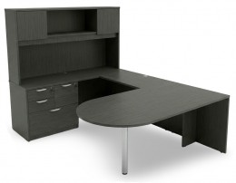 Bow Front U Shaped Desk with Hutch