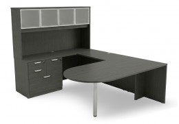 U Shaped Peninsula Desk with Hutch