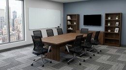 Conference Table with Chairs and Storage Set