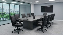 Rectangular Conference Table and Chairs Set