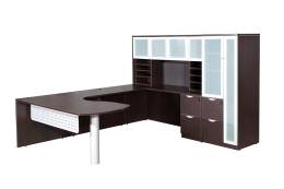 Peninsula Desk with Hutch and Tower Storage - Express Laminate Series