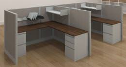 Powered Office L Shaped Cubicle Desk with Locking Drawers
