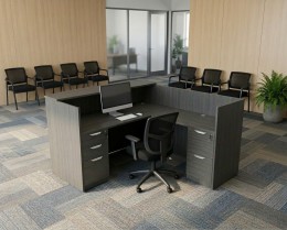 L Shaped Reception Desk with Drawers
