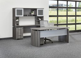 Office Desk with Credenza and Hutch Set