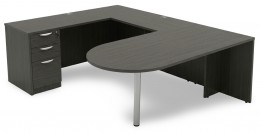 U Shaped Peninsula Desk with Drawers