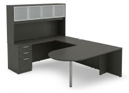 U Shaped Peninsula Desk with Hutch